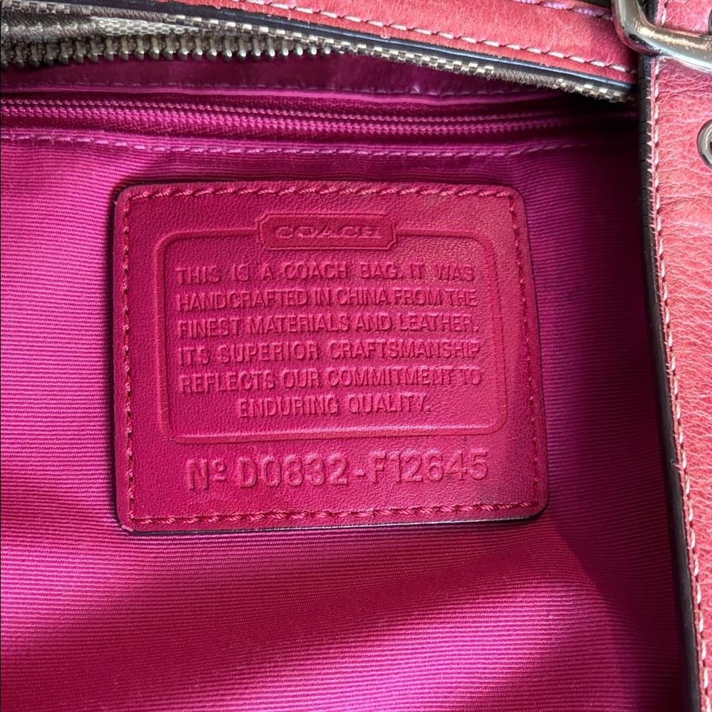 Coach Brown Signature Canvas Tote with Pink Trim - Picture 2 of 15